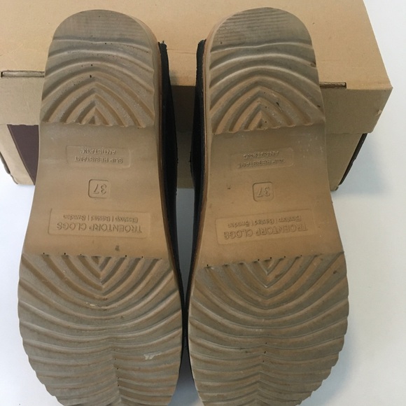 Troentorp Wright Leather Clogs Womens US 7 / EU 37 Black Braided  Shoes - Picture 4 of 5